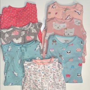 Lot of 7 baby girl sleepers